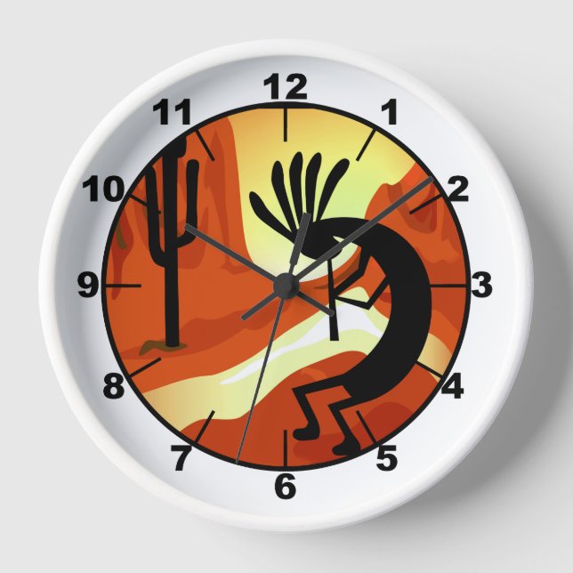 Kokopelli Desert Sunset Clock (Front)