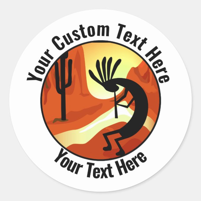 Kokopelli Desert Sunset Custom 3" Classic Round Sticker (Front)