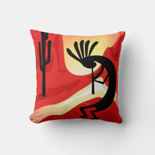 Kokopelli Desert Sunset Pillow