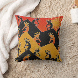 Kokopelli Desert Sunset Southwest Decorative Throw Pillow