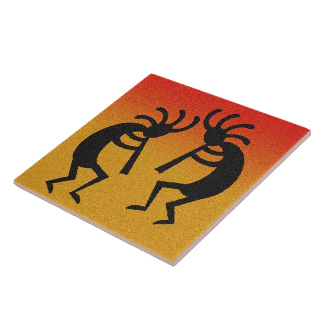 Kokopelli Desert Sunset Southwest Tile (Side)