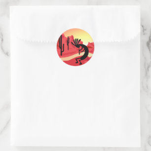 Kokopelli Desert Sunset Sticker