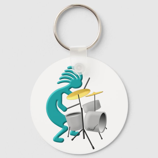 Kokopelli Drummer Keychain (Front)