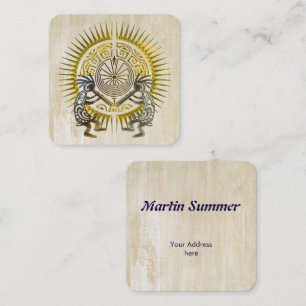 Kokopelli Duo - Man In The Maze - Sun 1 Square Business Card