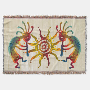KOKOPELLI DUO SUN + your ideas Throw Blanket