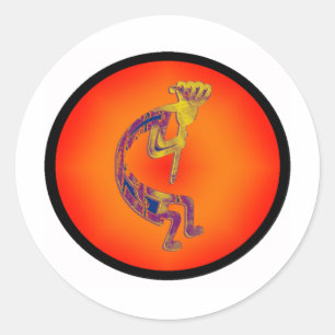 KOKOPELLI FIRE DANCE CLASSIC ROUND STICKER