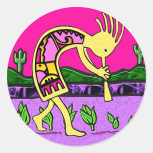 Kokopelli, Flute Player of the Desert Classic Round Sticker