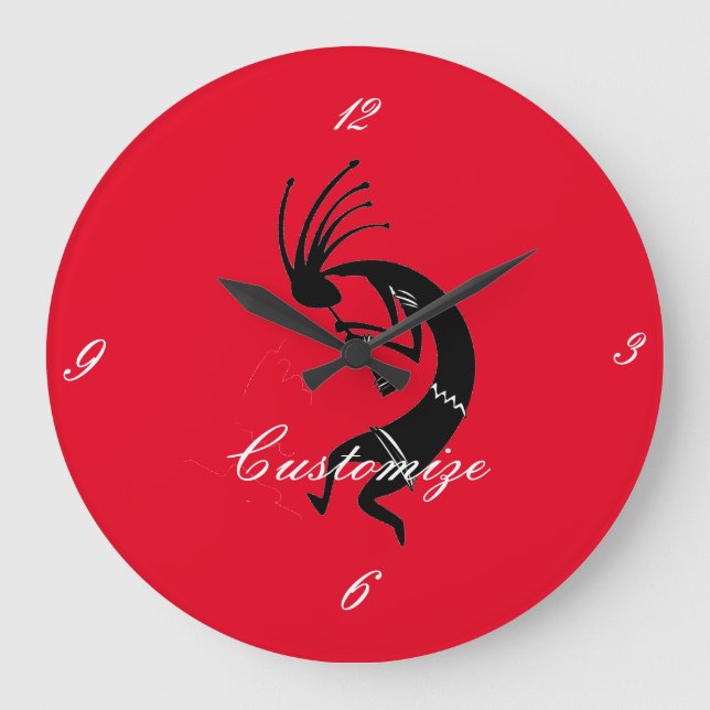Kokopelli flute player Thunder_Cove Large Clock (Front)