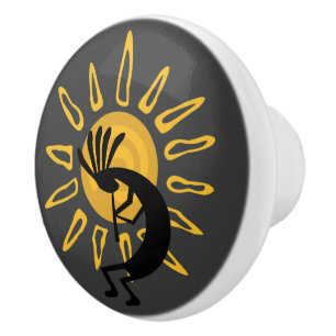 Kokopelli Gold Sun Southwest Door Knob