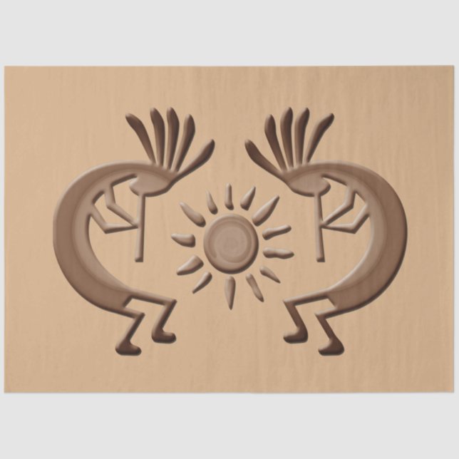 Kokopelli Golden Sun Broned Decoupage Tissue Paper (Front)
