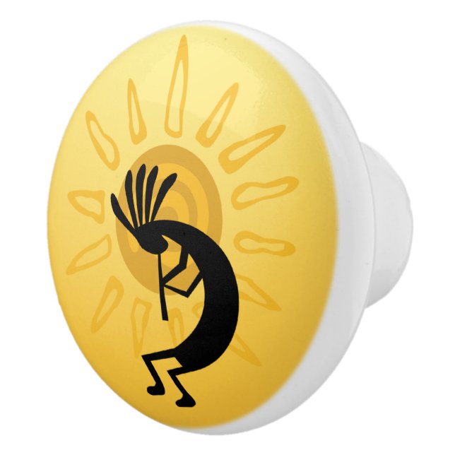 Kokopelli Golden Sun Southwest Door Knob (Right)