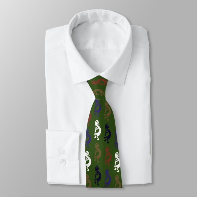 Kokopelli Group of Flute Playing Figures Neck Tie (Tied)