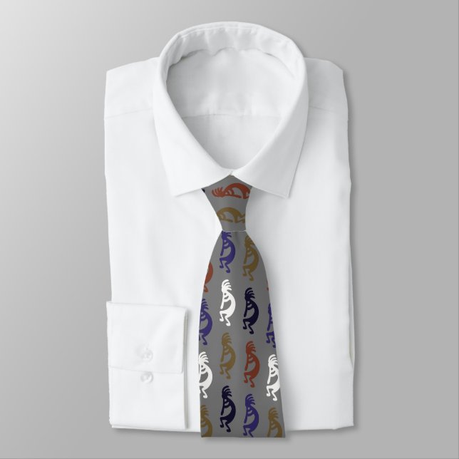 Kokopelli Group of Flute Playing Figures Neck Tie (Tied)
