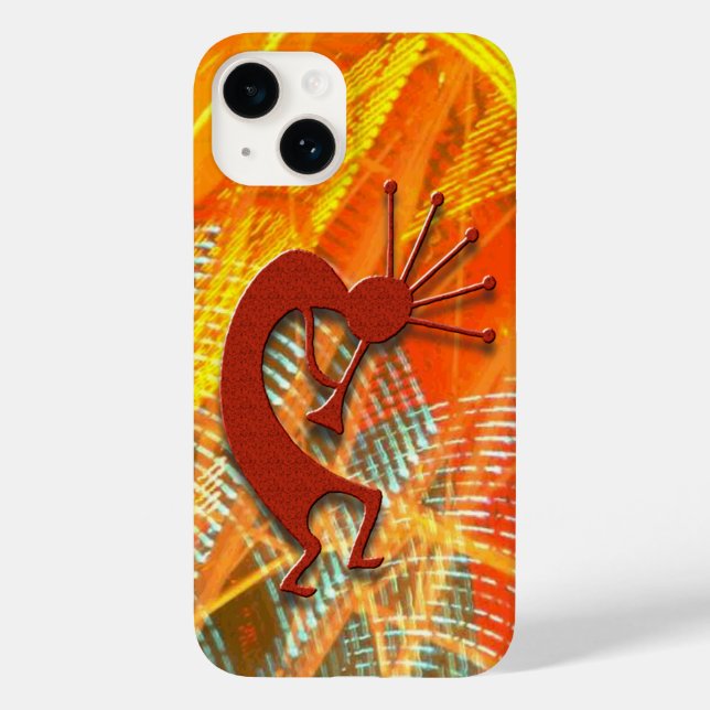 Kokopelli in an Orange Abstract Case-Mate iPhone Case (Back)