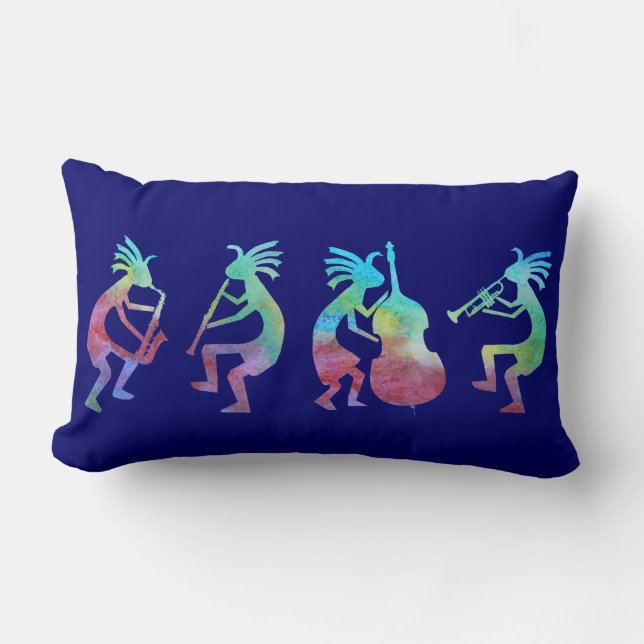 Kokopelli Jazz Quartet Lumbar Pillow (Front)