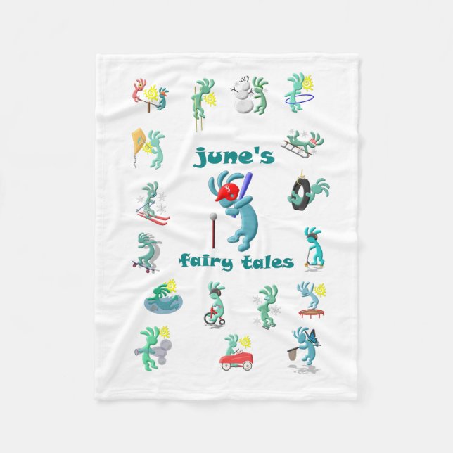 Kokopelli Kids Collage Fleece Blanket (Front)