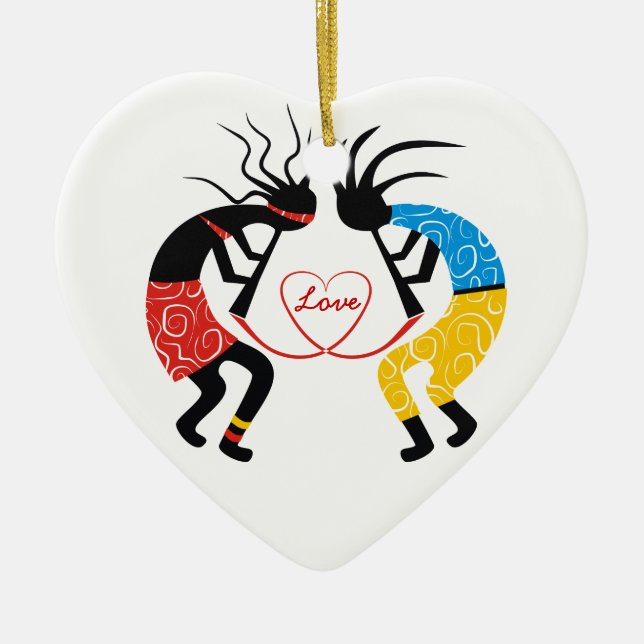 Kokopelli Love Ceramic Ornament (Front)