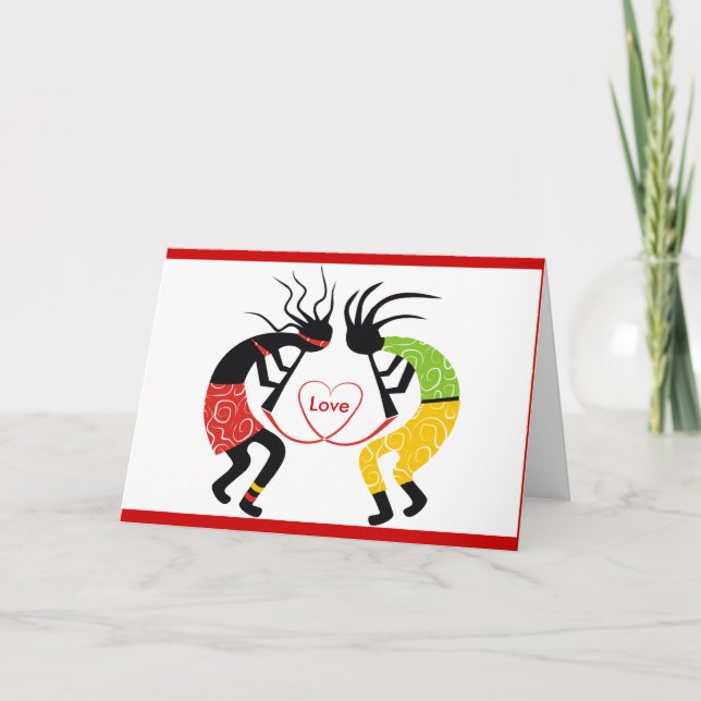 Kokopelli Love Greeting Cards (Front)