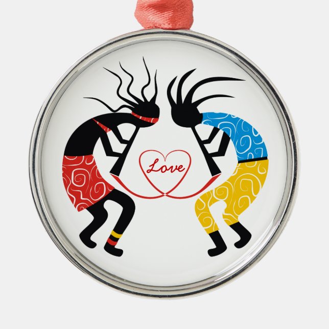 Kokopelli Love Metal Ornament (Front)