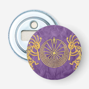 KOKOPELLI / MAN IN THE MAZE gold + your ideas Bottle Opener