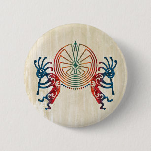 KOKOPELLI / MAN IN THE MAZE + your ideas 2 Inch Round Button