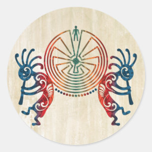 KOKOPELLI / MAN IN THE MAZE + your ideas Classic Round Sticker