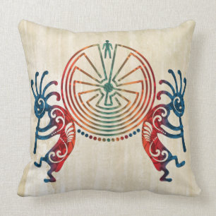 KOKOPELLI / MAN IN THE MAZE + your ideas Throw Pillow