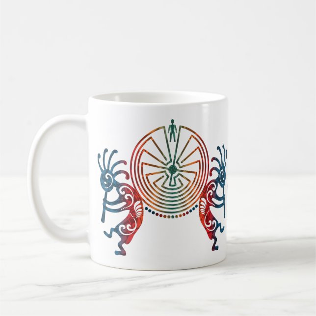 KOKOPELLI / MAN IN THE MAZE + your monogram Coffee Mug (Left)