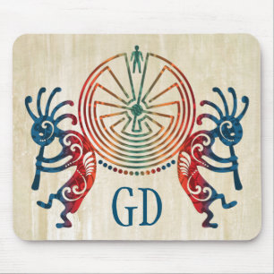 KOKOPELLI / MAN IN THE MAZE + your monogram Mouse Pad