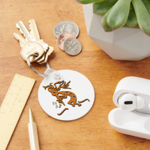 Kokopelli Merrymaker Musician Musical Notes Keychain