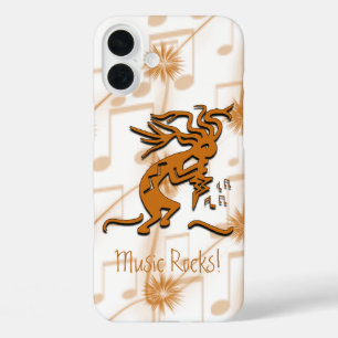 Kokopelli Merrymaker Musician With Musical Notes iPhone 16 Plus Case