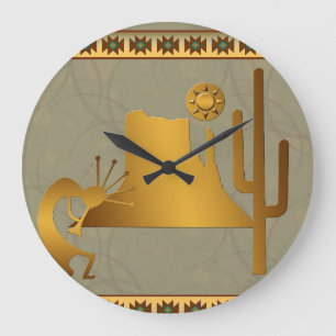 Kokopelli Mesa & Cactus Set #2 Large Clock
