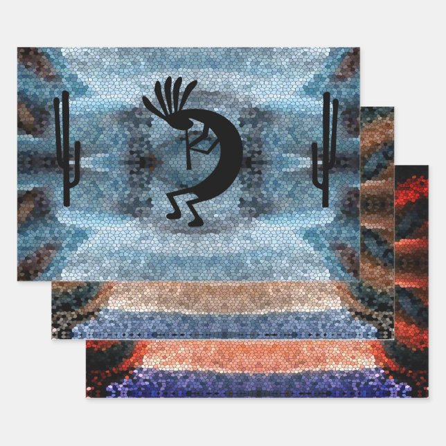 Kokopelli Moasic Landscape Wrapping Paper Sheet (Set)