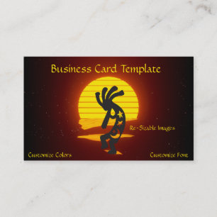 Kokopelli Moon and Stars Sunset Business Card