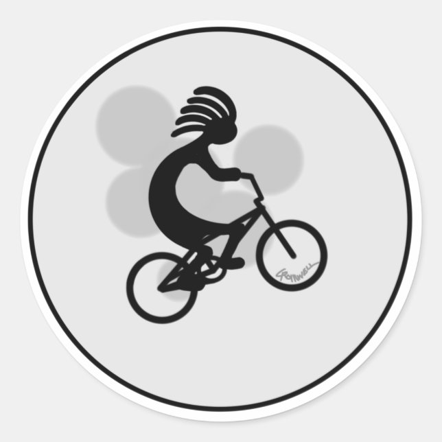 Kokopelli Moon Classic Round Sticker (Front)