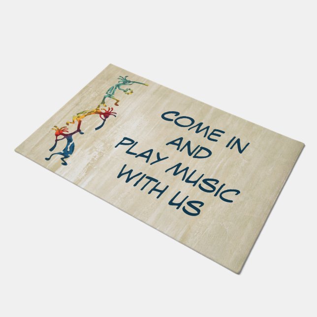 KOKOPELLI musician acrobats + your ideas Doormat (Angled)
