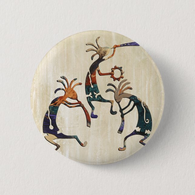 KOKOPELLI musician trio + your ideas 2 Inch Round Button (Front)