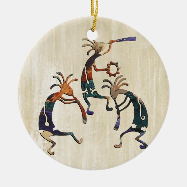 KOKOPELLI musician trio + your ideas Ceramic Ornament (Front)
