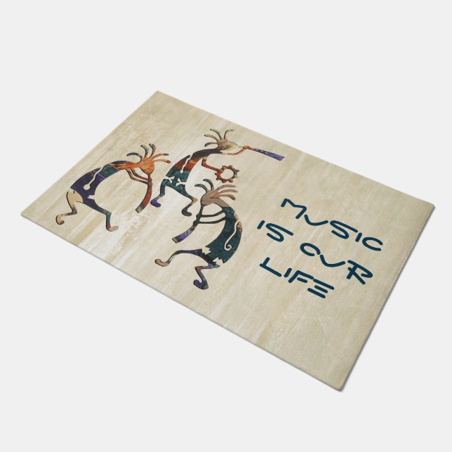 KOKOPELLI musician trio + your ideas Doormat (Angled)