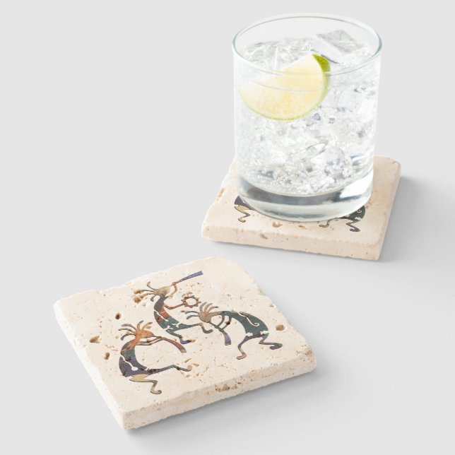 KOKOPELLI musician trio + your ideas Stone Coaster (Side)
