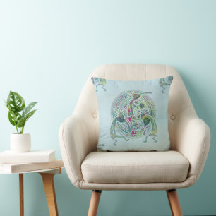 Kokopelli - Native American Seamless Pattern 9 Throw Pillow