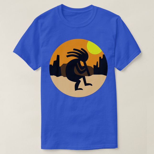 Kokopelli Native American Sunset  T-Shirt (Design Front)