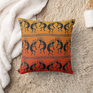 Kokopelli Orange Ombre Southwest Design Pillow