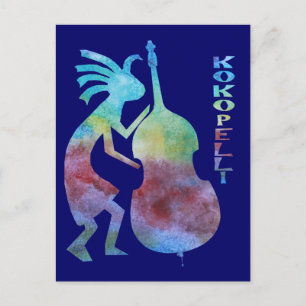 Kokopelli Plays Bass Postcard