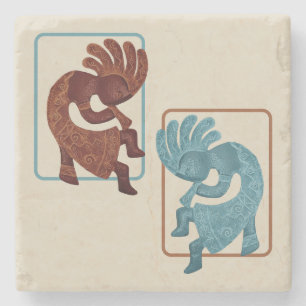 Kokopelli, Rust & Turquoise, Southwestern Stone Coaster