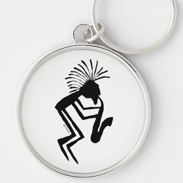 Kokopelli Saxaphone Player Petroglyph Keychain (Front)