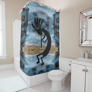Kokopelli Southwest Desert Blue Mosaic 2