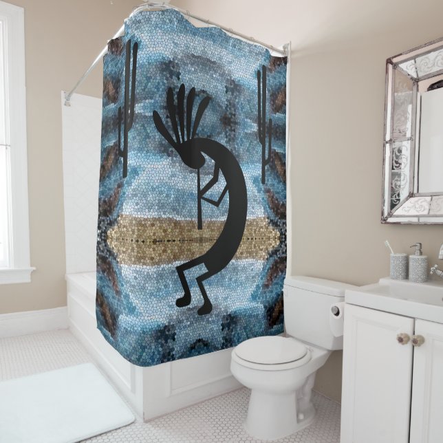 Kokopelli Southwest Desert Blue Mosaic 2 (In Situ)