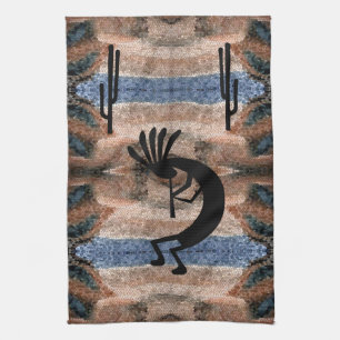 Kokopelli Southwest Desert Brown 2 Mosaic Kitchen Towel