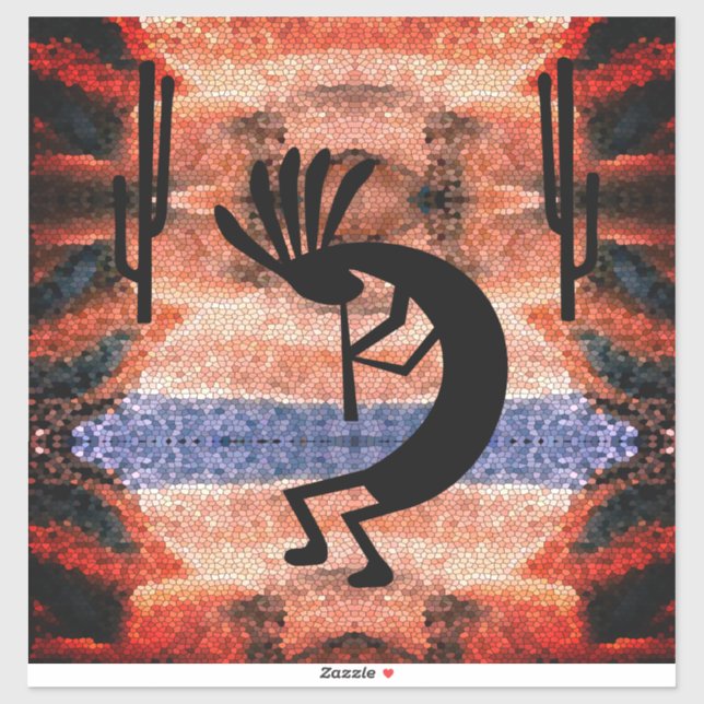 Kokopelli Southwest Desert Landscape 14" Sticker (Sheet)